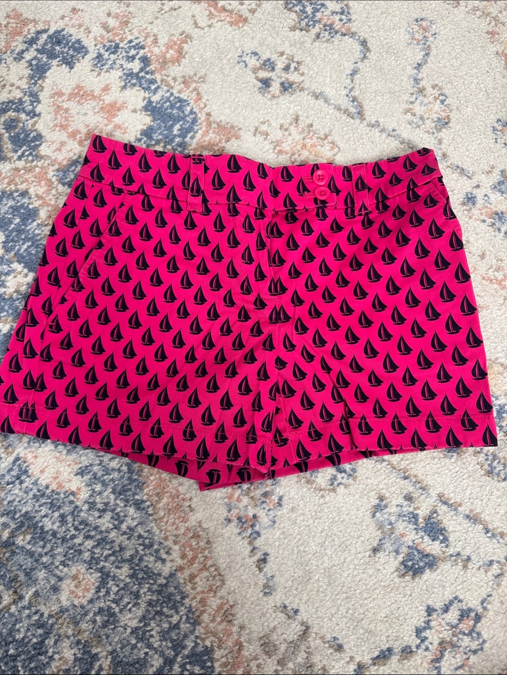 Vineyard Vines Hot Pink Sailboat-Print High Waist Shorts